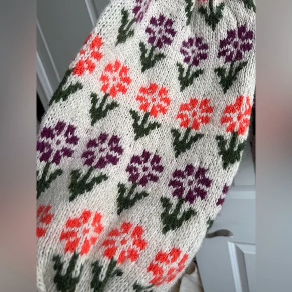 NWT Free People Frills Sweater Cottagecore Bohemian Floral Boho Collar Medium - Picture 4 of 9